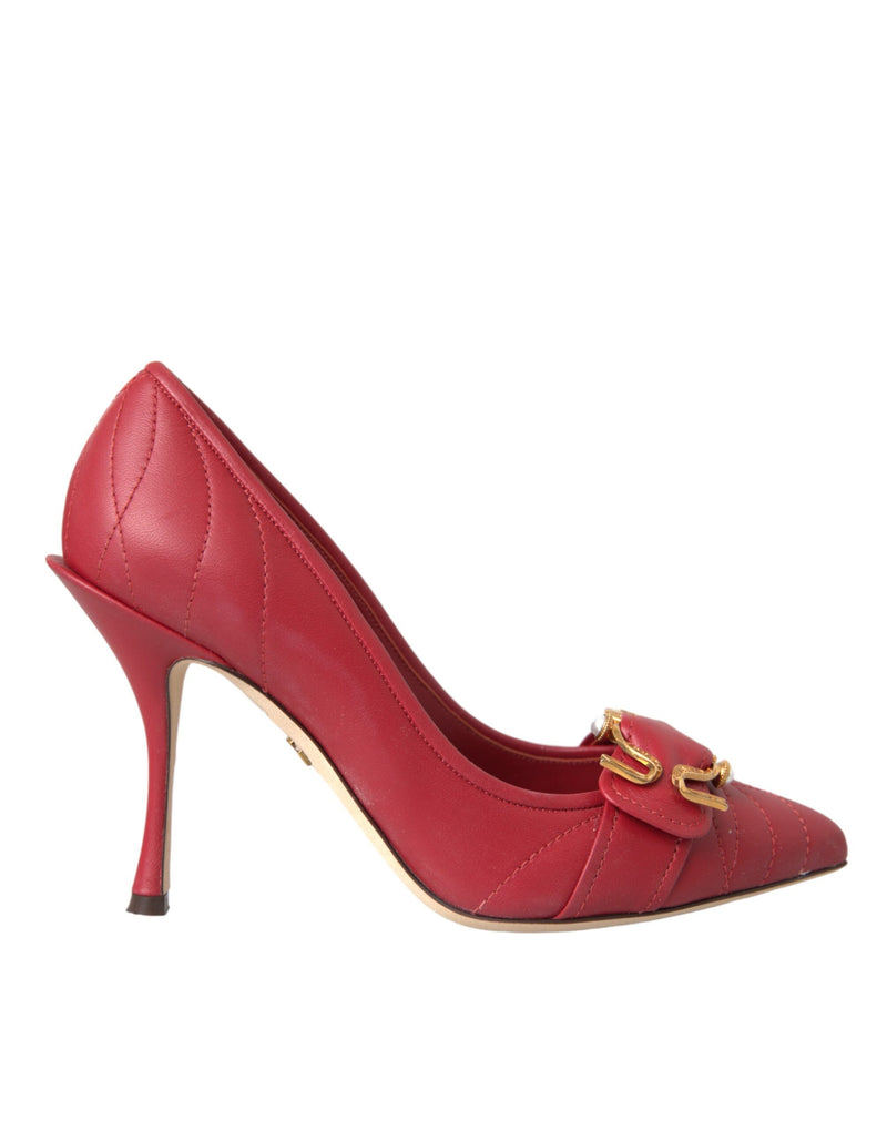 Dolce & Gabbana Red Devotion Leather Heels Pumps