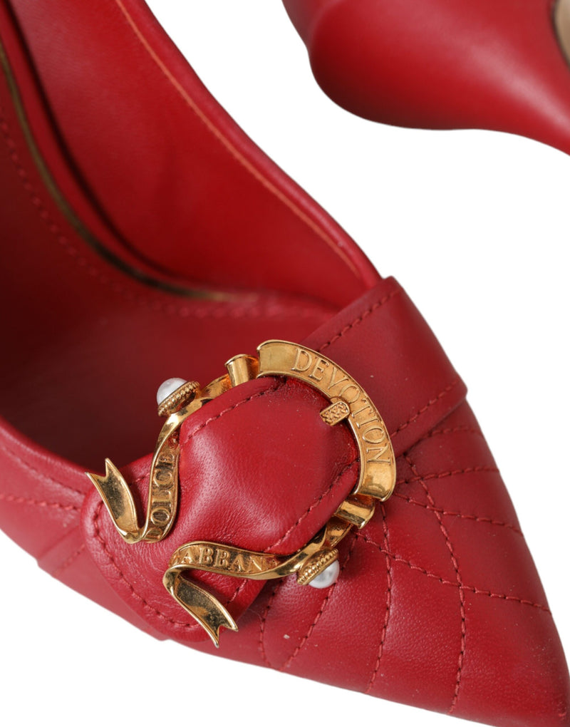 Dolce & Gabbana Red Devotion Leather Heels Pumps