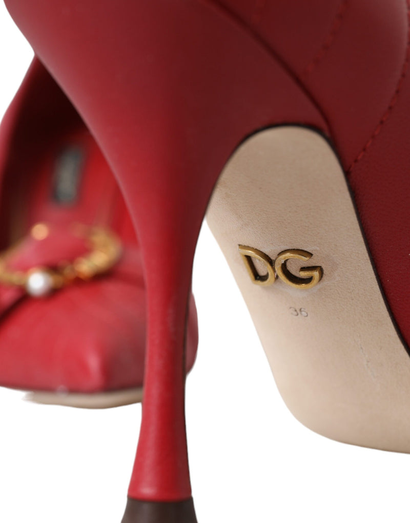 Dolce & Gabbana Red Devotion Leather Heels Pumps