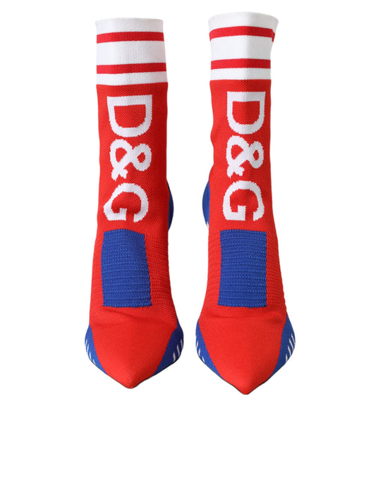 Dolce & Gabbana Bottines Cheville Style Chaussette Rouge Bleu