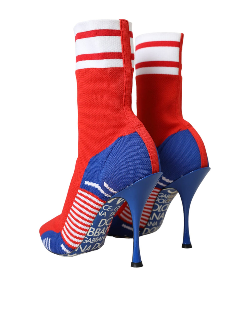 Dolce & Gabbana Bottines Cheville Style Chaussette Rouge Bleu