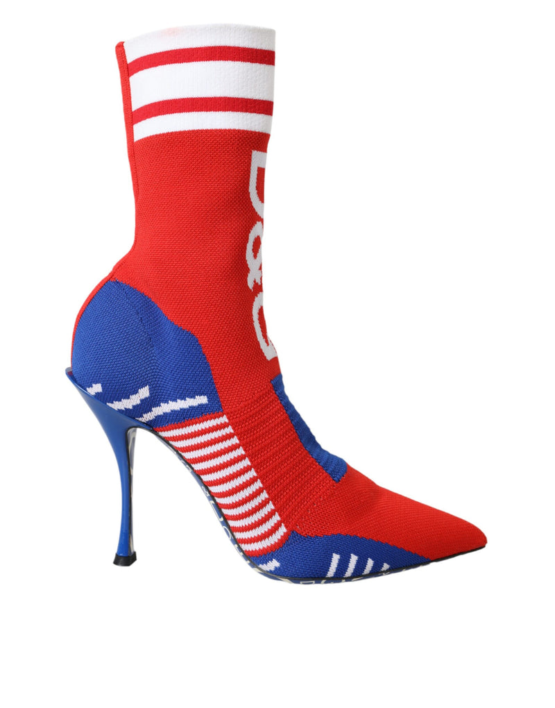Dolce & Gabbana Bottines Cheville Style Chaussette Rouge Bleu