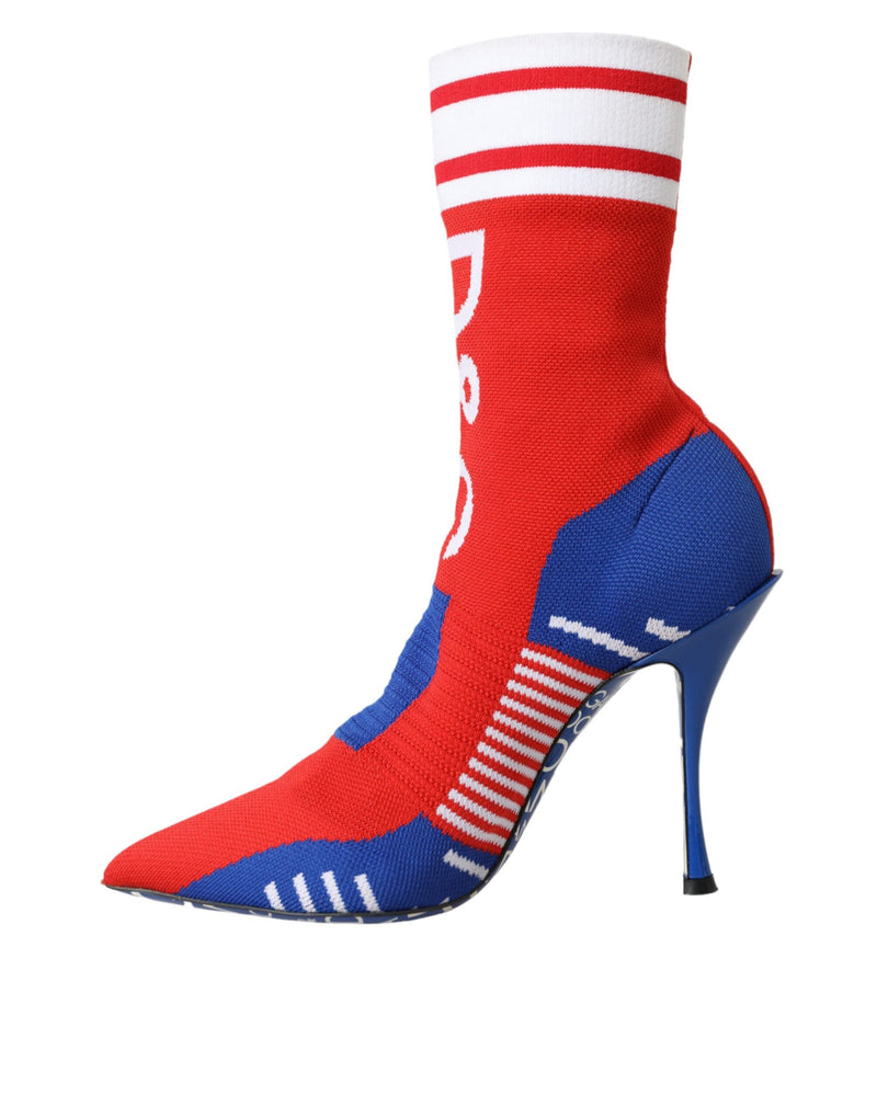 Dolce & Gabbana Bottines Cheville Style Chaussette Rouge Bleu