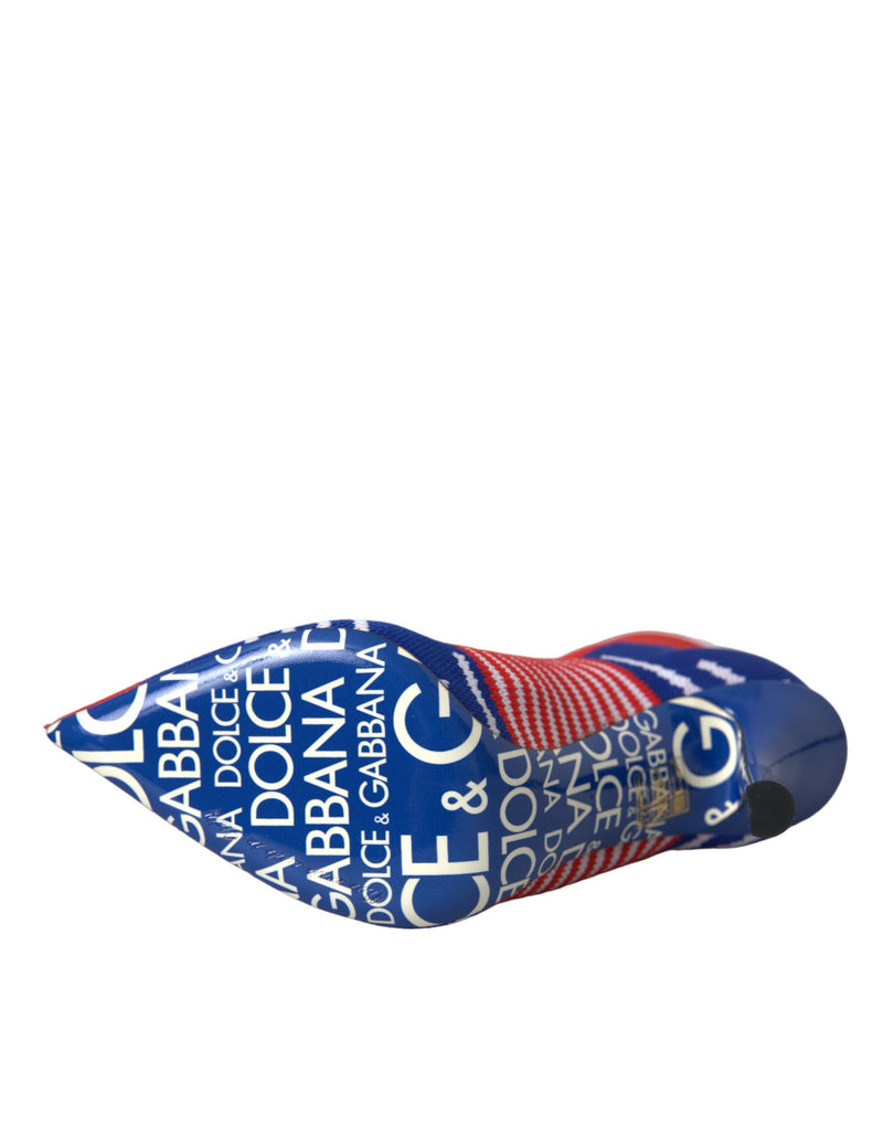 Dolce & Gabbana Red Blue Stretch Sock Style Ankle Boots