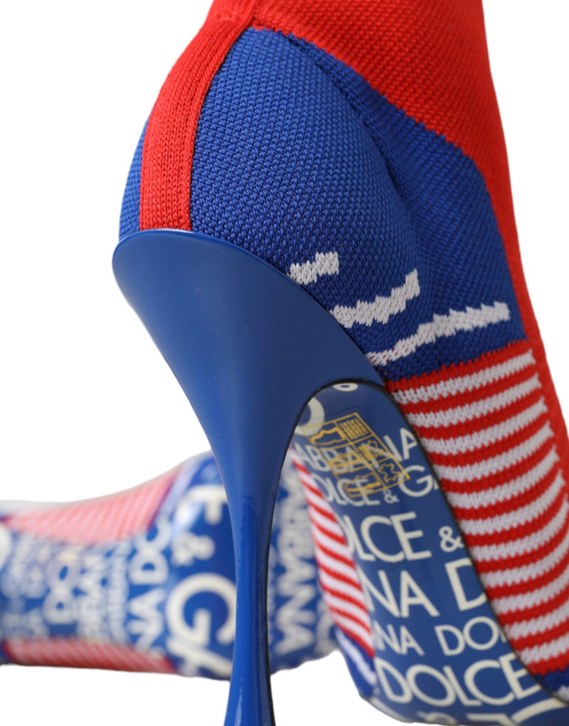 Dolce & Gabbana Bottines Cheville Style Chaussette Rouge Bleu