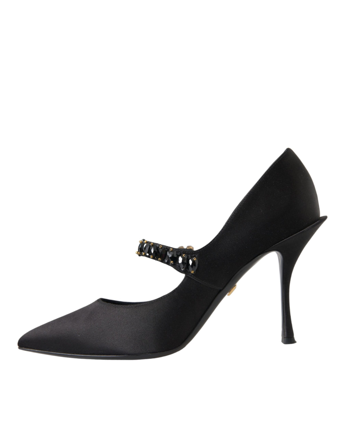 Dolce & Gabbana Black Mary Jane Crystal Heels Pumps