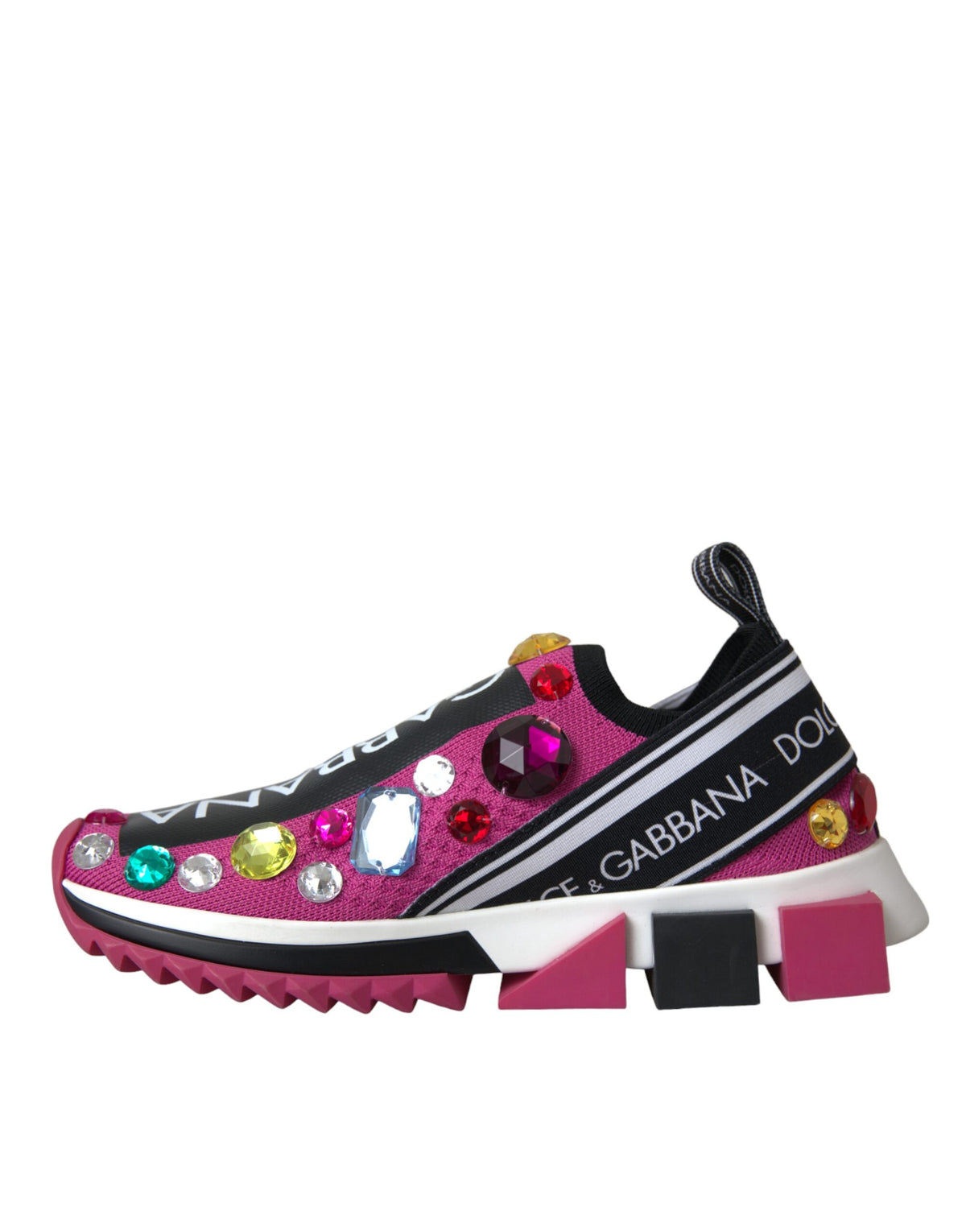 Dolce & Gabbana Pink Sorrento Crystals Sneakers