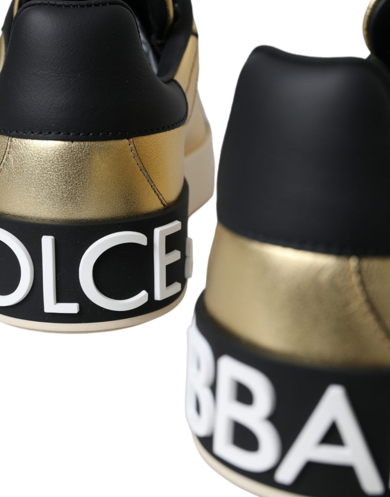 Dolce & Gabbana Gold Portofino Calf Leather Sneakers for Women