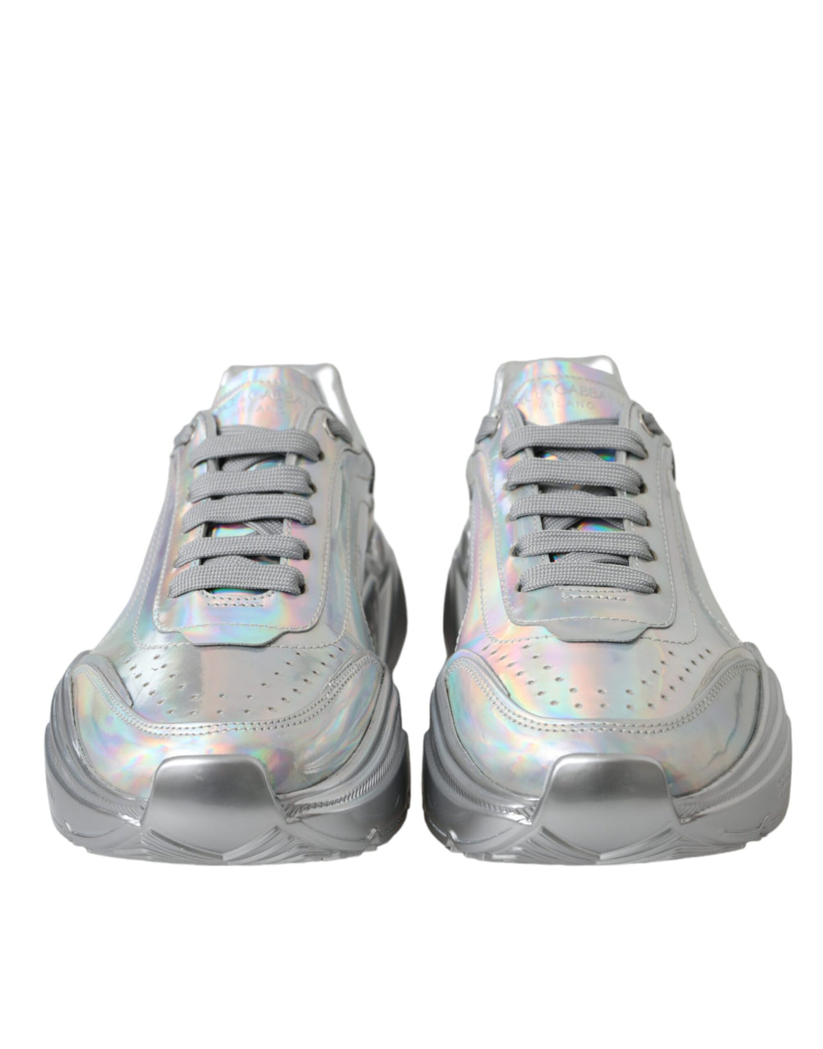 Dolce & Gabbana Silver Iridescent DAYMASTER Leather Sneakers