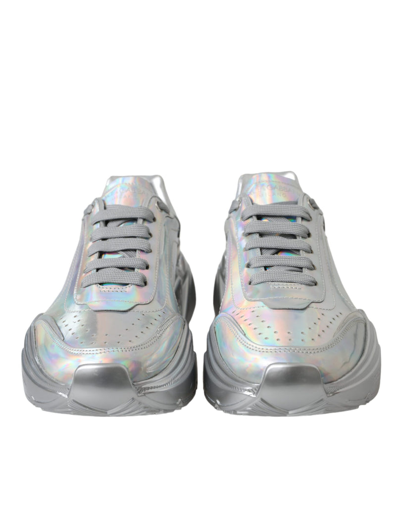 Dolce & Gabbana Silver Iridescent DAYMASTER Leather Sneakers