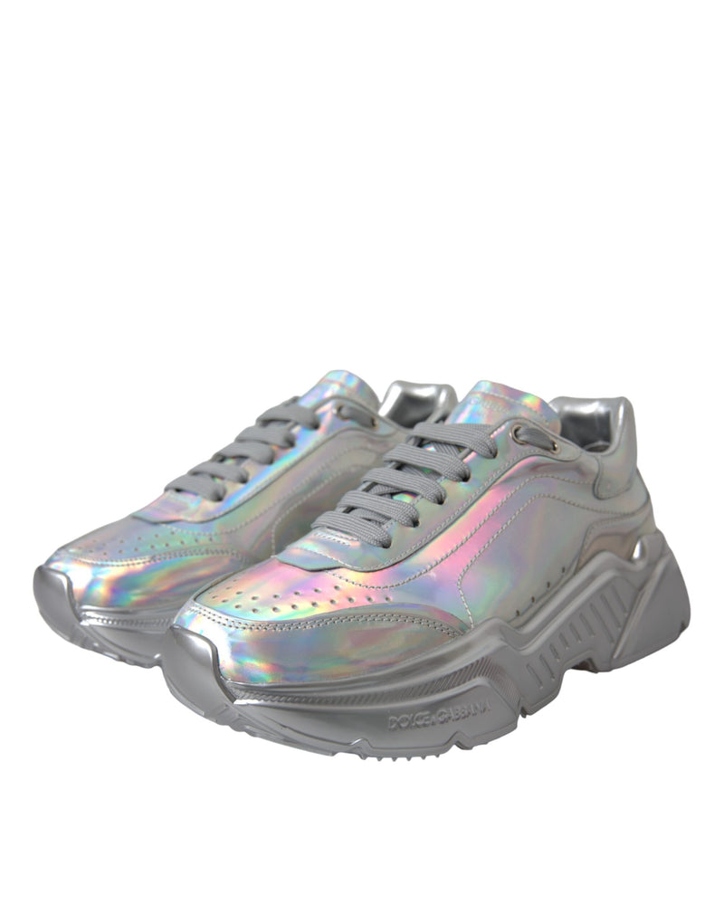 Dolce & Gabbana Silver Iridescent DAYMASTER Leather Sneakers