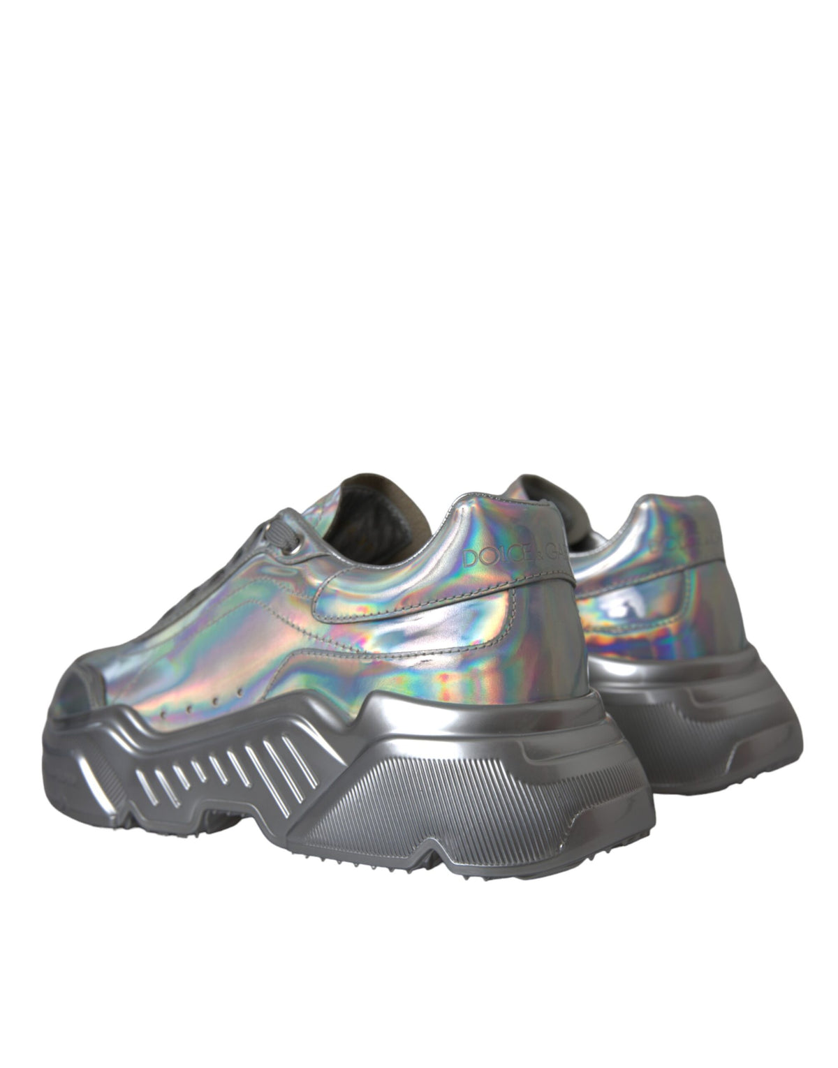 Dolce & Gabbana Silver Iridescent DAYMASTER Leather Sneakers