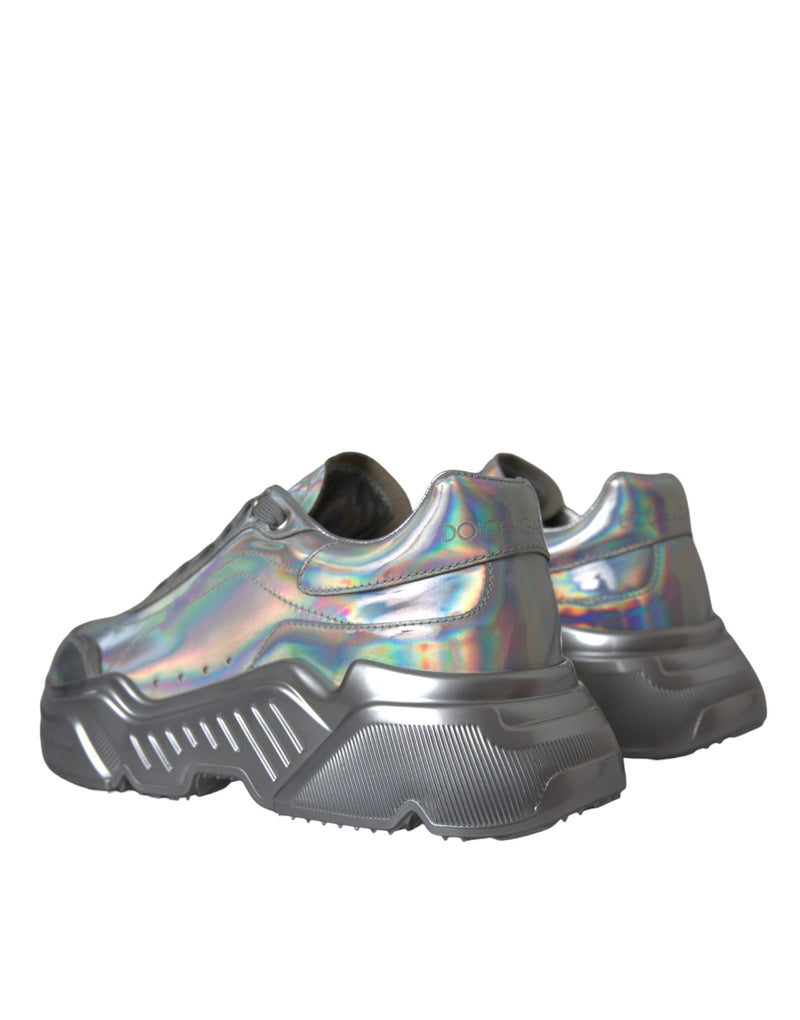 Dolce & Gabbana Silver Iridescent DAYMASTER Leather Sneakers