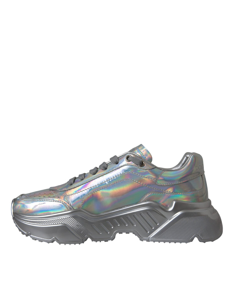 Dolce & Gabbana Silver Iridescent DAYMASTER Leather Sneakers