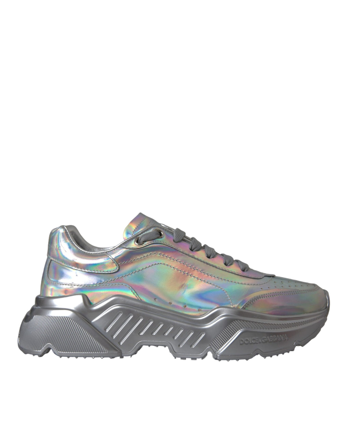 Dolce & Gabbana Silver Iridescent DAYMASTER Leather Sneakers