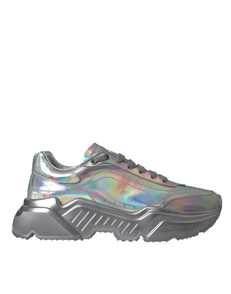 Dolce & Gabbana Silver Iridescent DAYMASTER Leather Sneakers