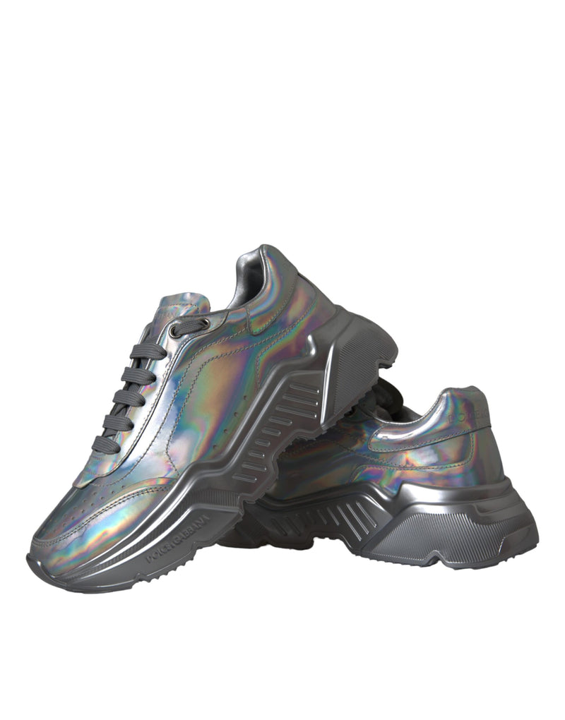 Dolce & Gabbana Silver Iridescent DAYMASTER Leather Sneakers