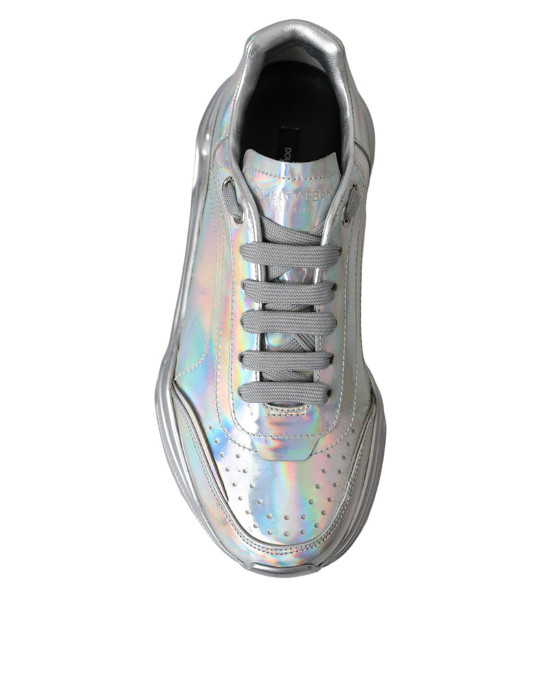 Dolce & Gabbana Silver Iridescent DAYMASTER Leather Sneakers
