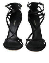 Dolce & Gabbana Black Keira Satin Heels Sandals
