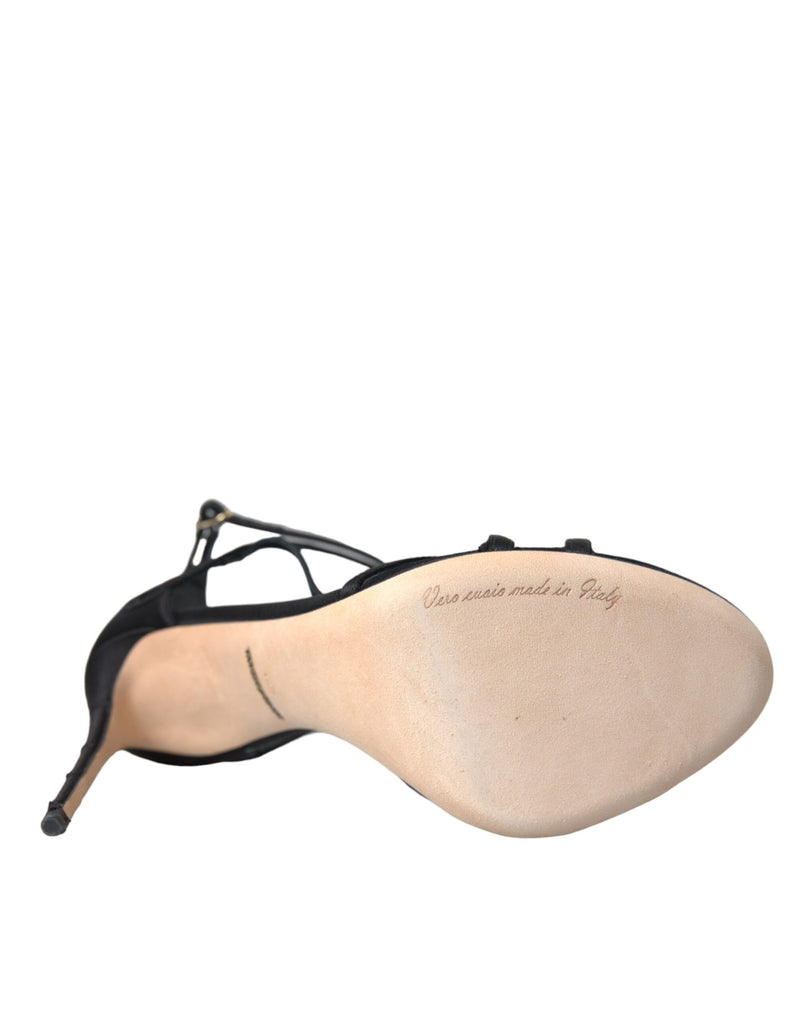 Dolce & Gabbana Black Keira Satin Heels Sandals