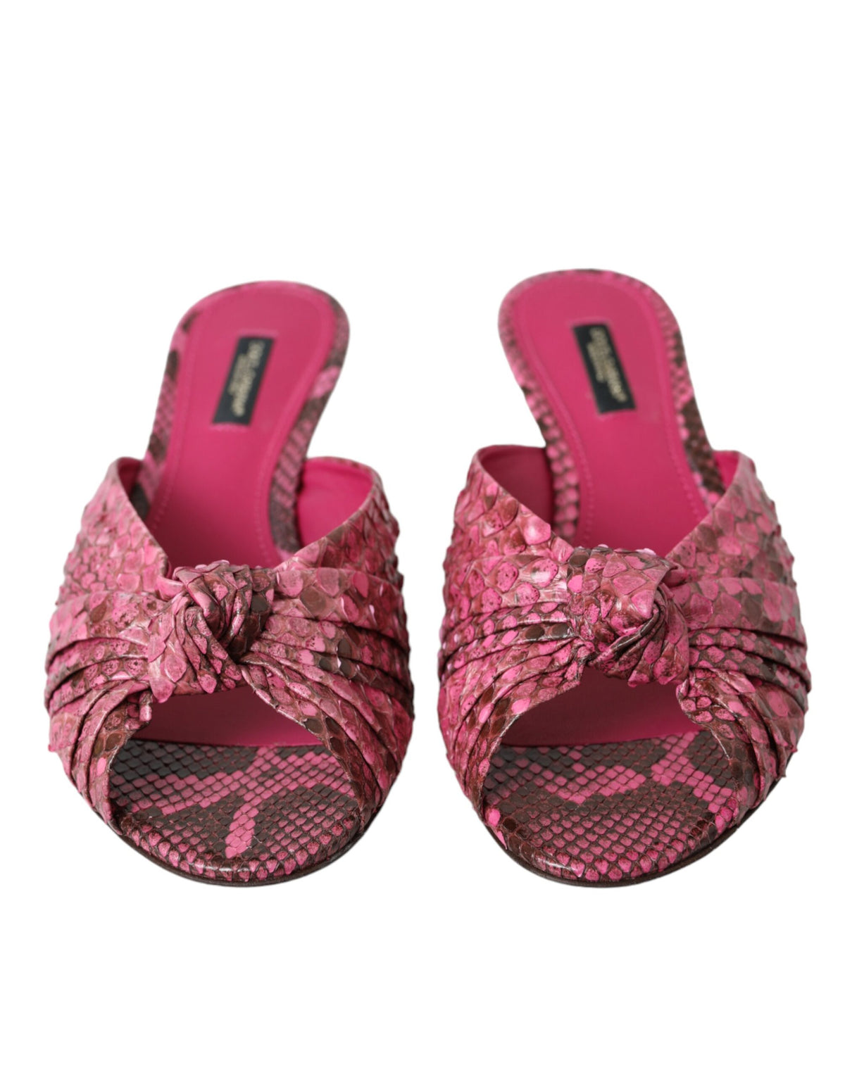 Dolce & Gabbana Pink Exotic Leather Kitten Heels Sandals