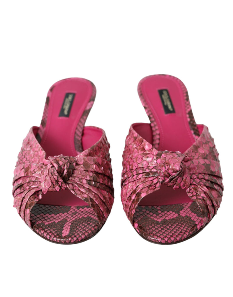 Dolce & Gabbana Pink Exotic Leather Kitten Heels Sandals