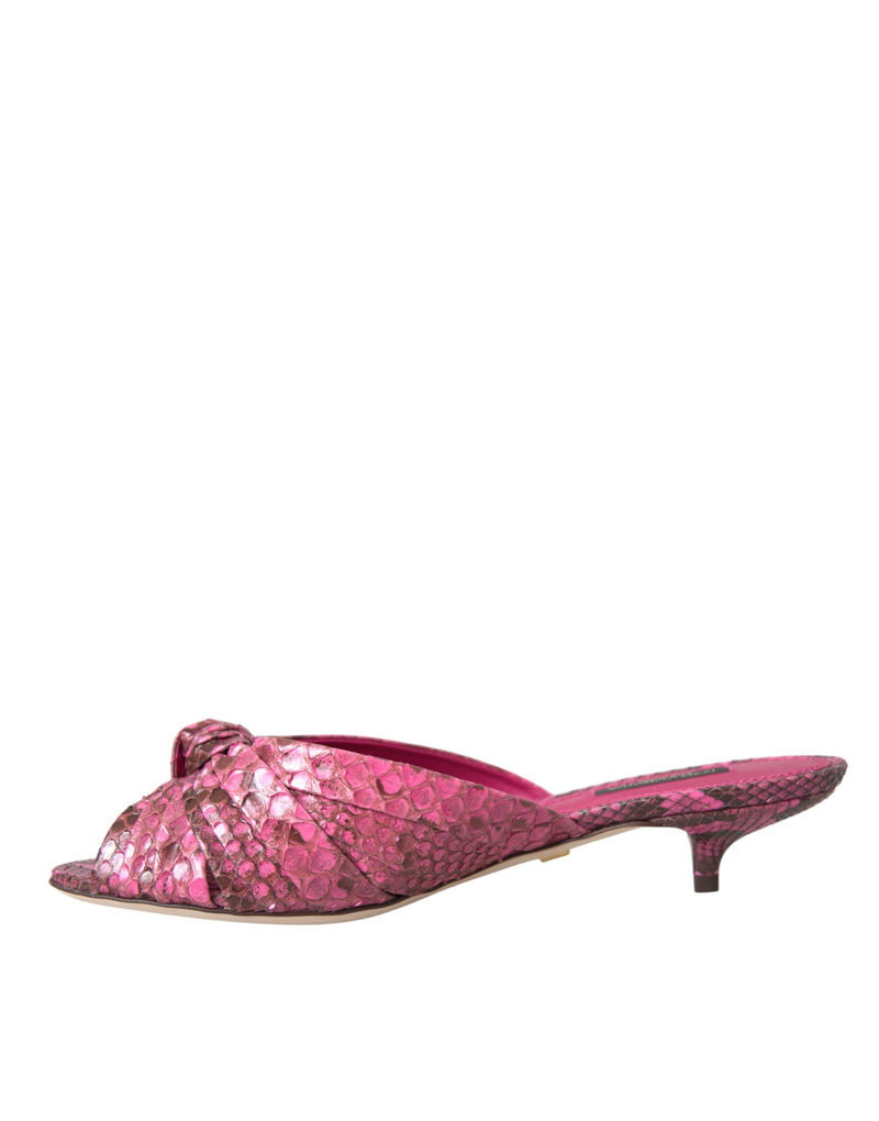 Dolce & Gabbana Pink Exotic Leather Kitten Heels Sandals