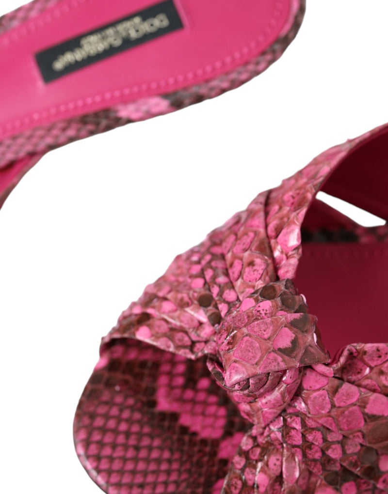 Dolce & Gabbana Pink Exotic Leather Kitten Heels Sandals