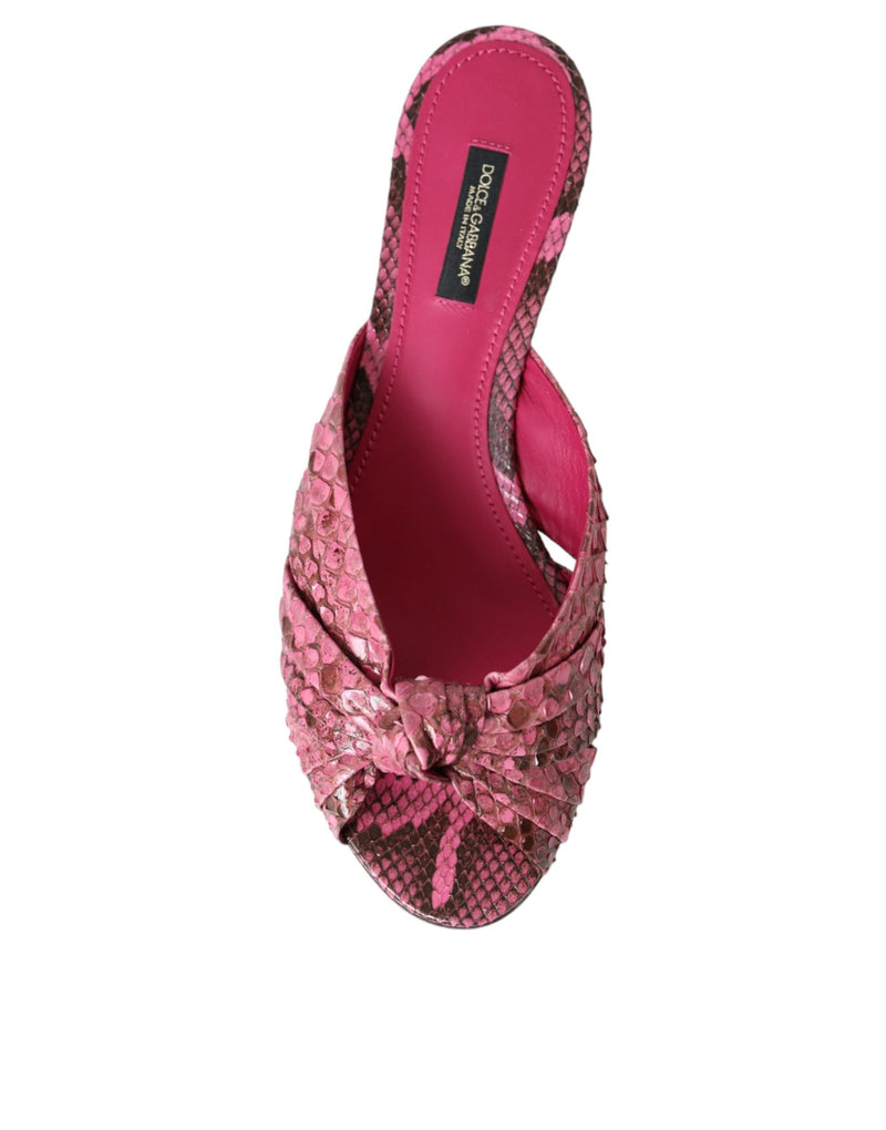 Dolce & Gabbana Pink Exotic Leather Kitten Heels Sandals