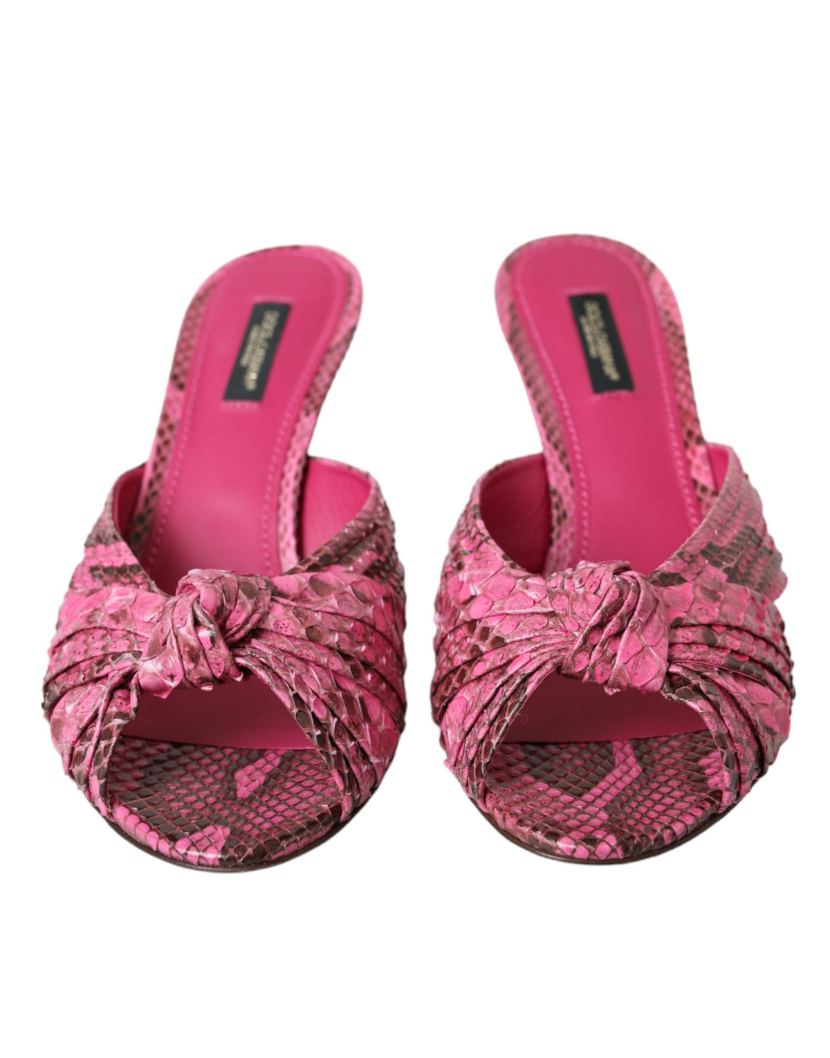 Dolce & Gabbana Sandales à Talons Kitten en Cuir Exotique Rose