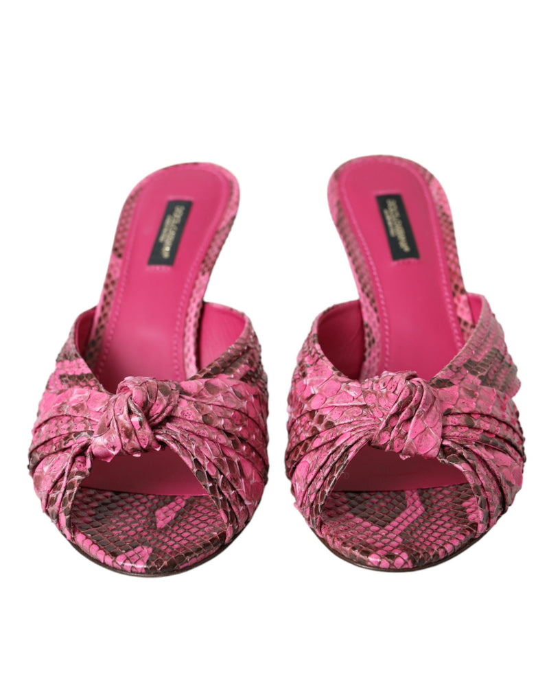 Dolce & Gabbana Sandales à Talons Kitten en Cuir Exotique Rose