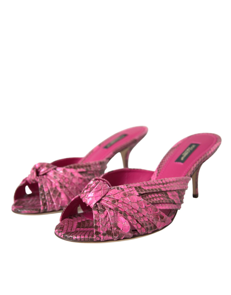 Dolce & Gabbana Sandales à Talons Kitten en Cuir Exotique Rose
