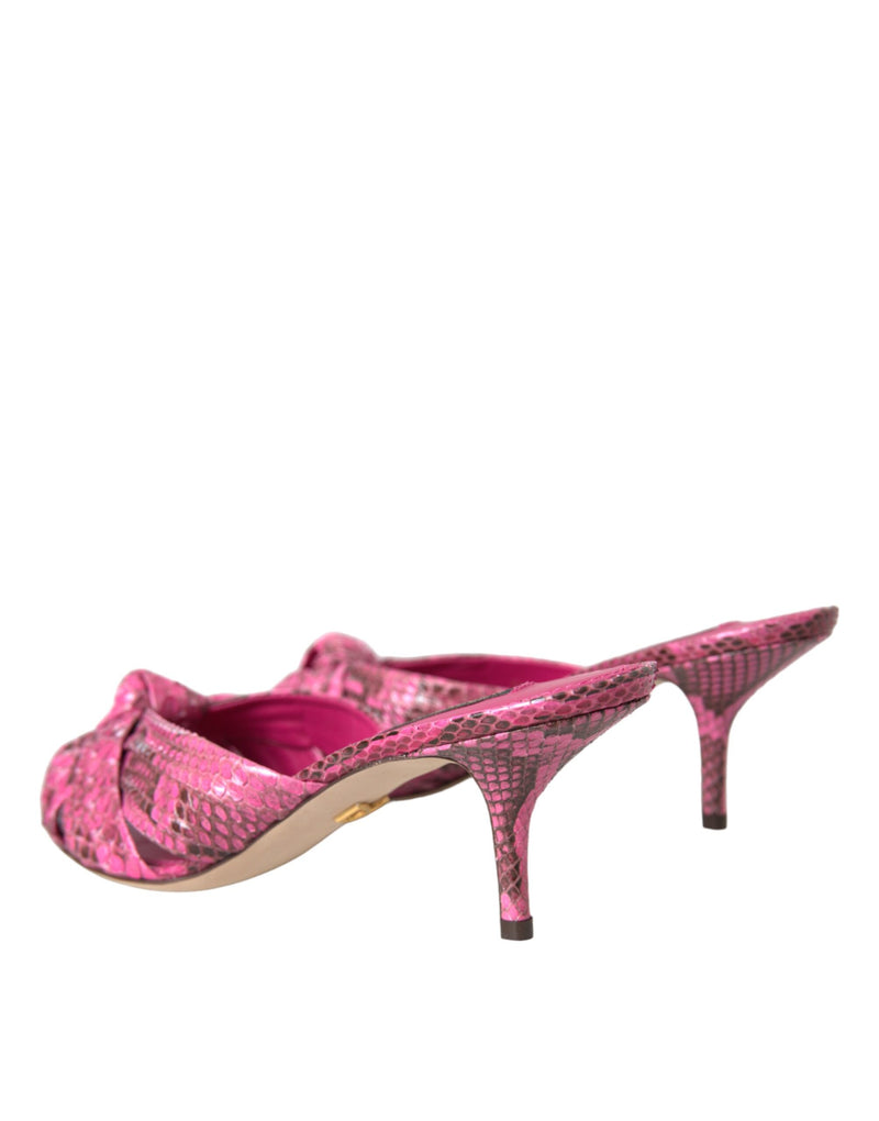 Dolce & Gabbana Sandales à Talons Kitten en Cuir Exotique Rose