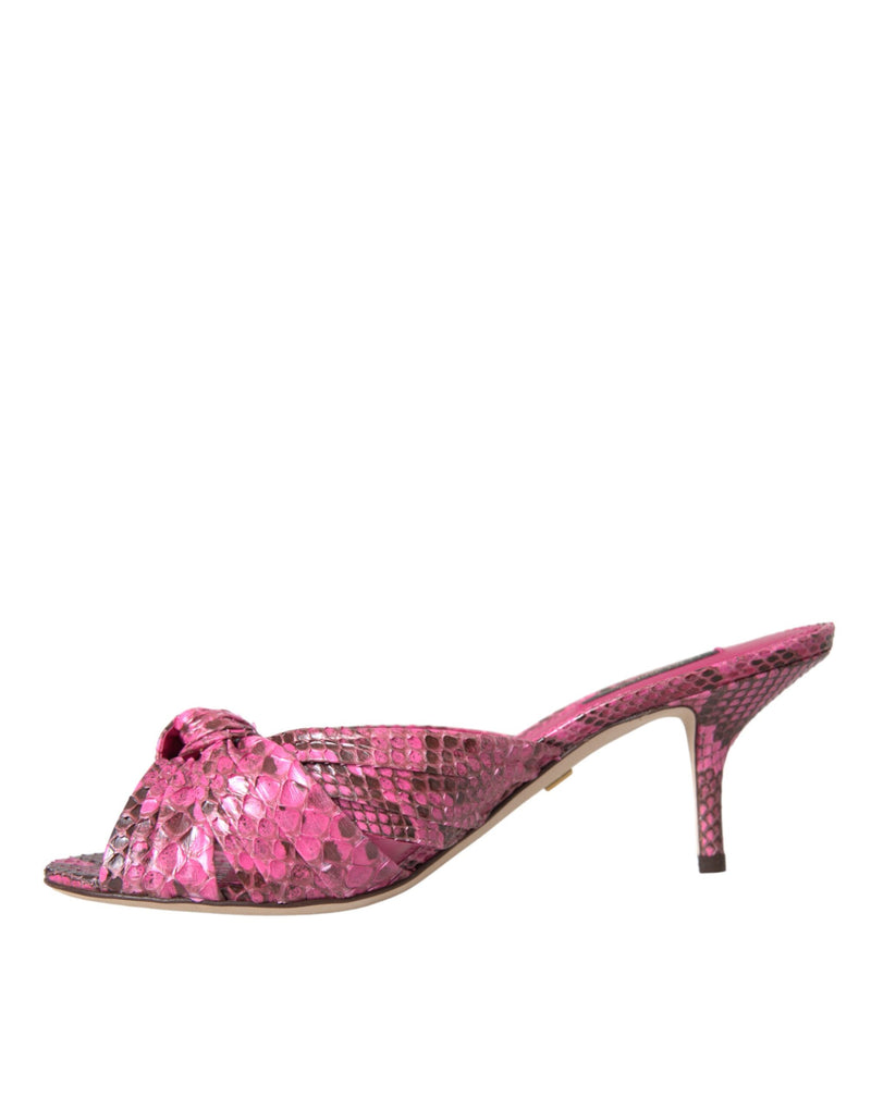 Dolce & Gabbana Sandales à Talons Kitten en Cuir Exotique Rose