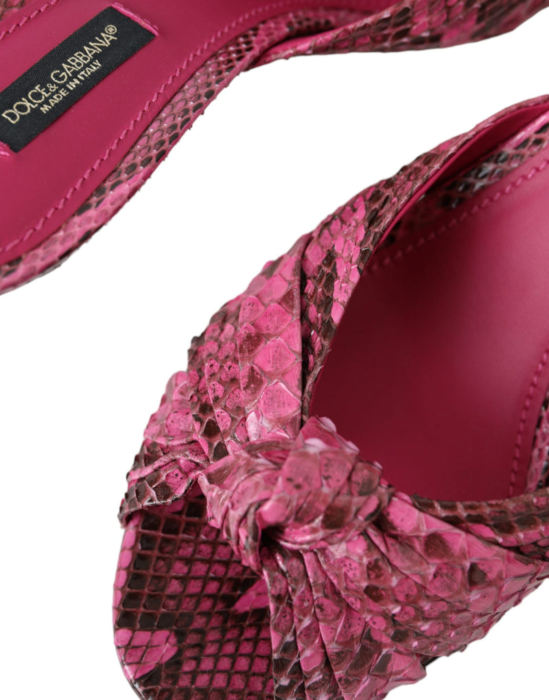 Dolce & Gabbana Sandales à Talons Kitten en Cuir Exotique Rose