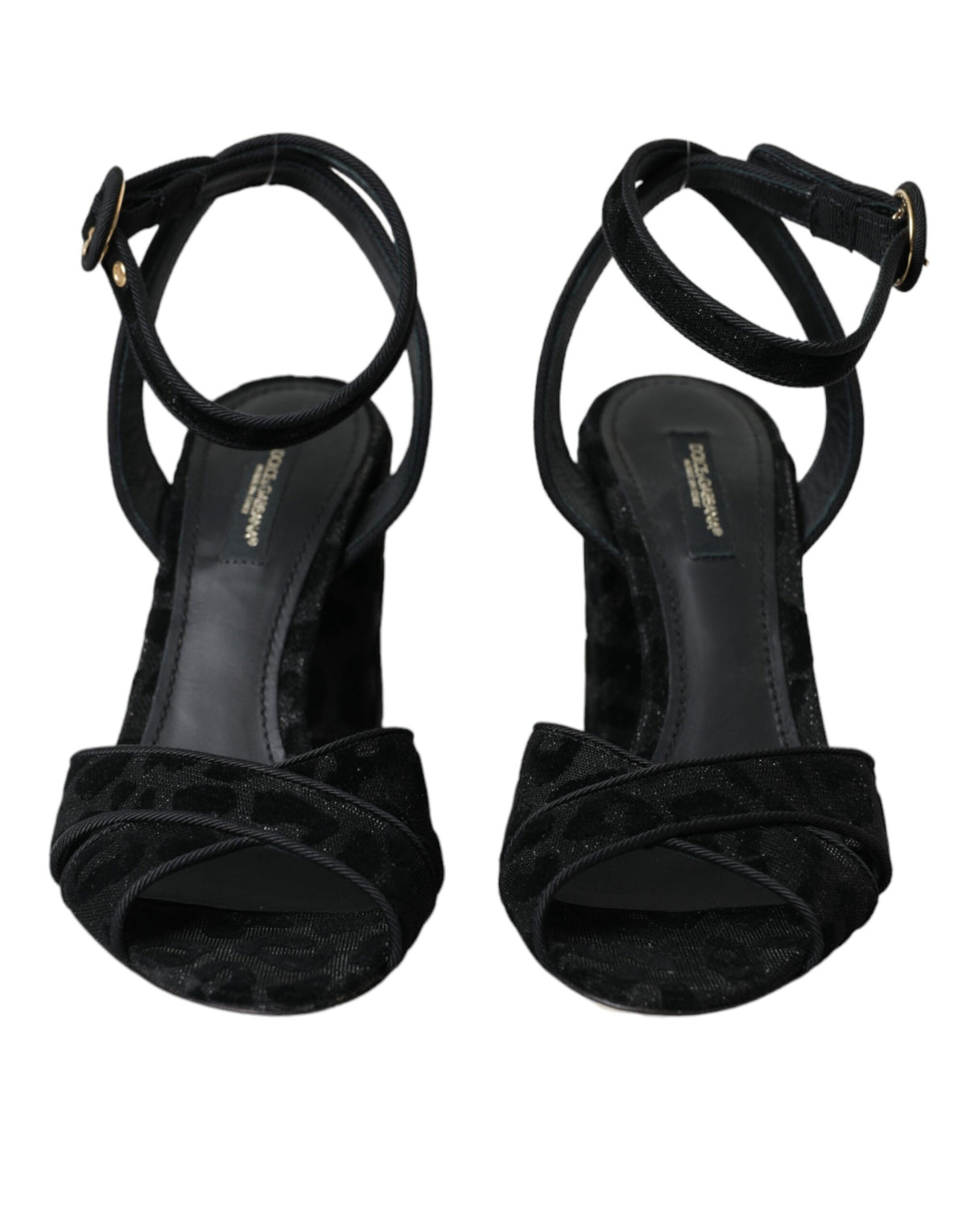 Dolce & Gabbana Black Leopard Suede Heels Sandals