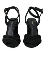 Dolce & Gabbana Black Leopard Suede Heels Sandals