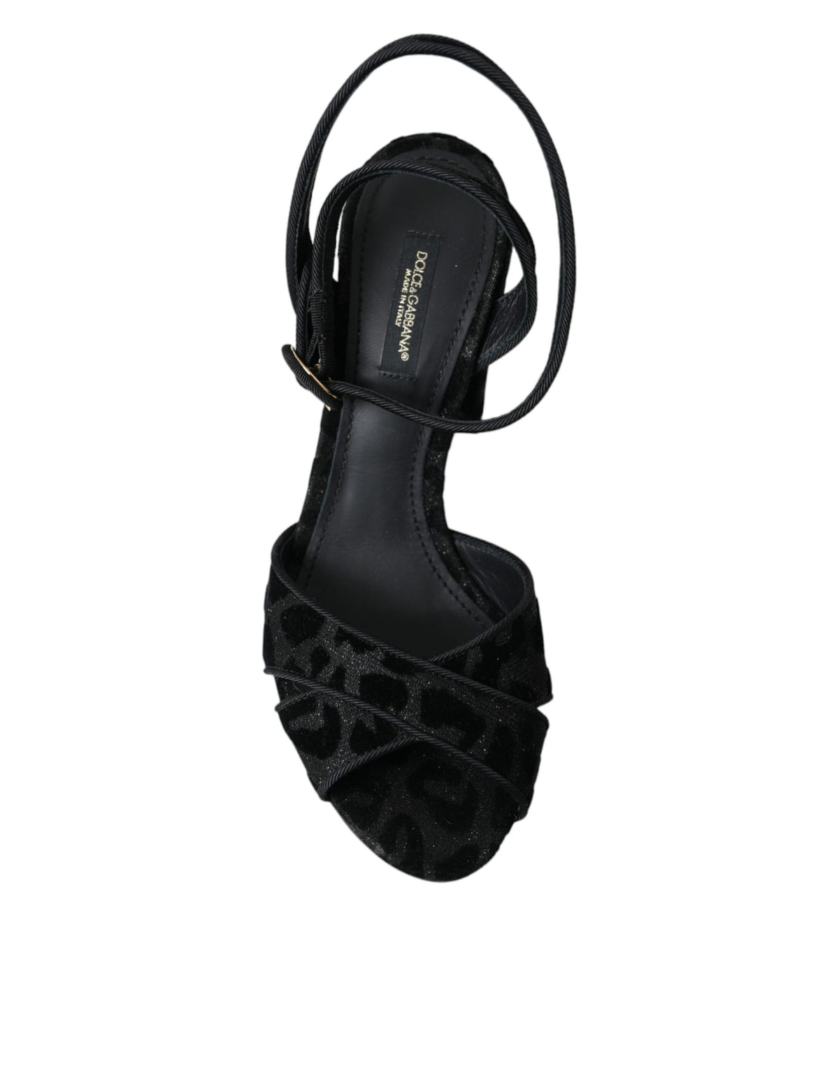Dolce & Gabbana Black Leopard Suede Heels Sandals
