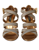 Dolce & Gabbana Bronze Crystal Strap Heels Sandals