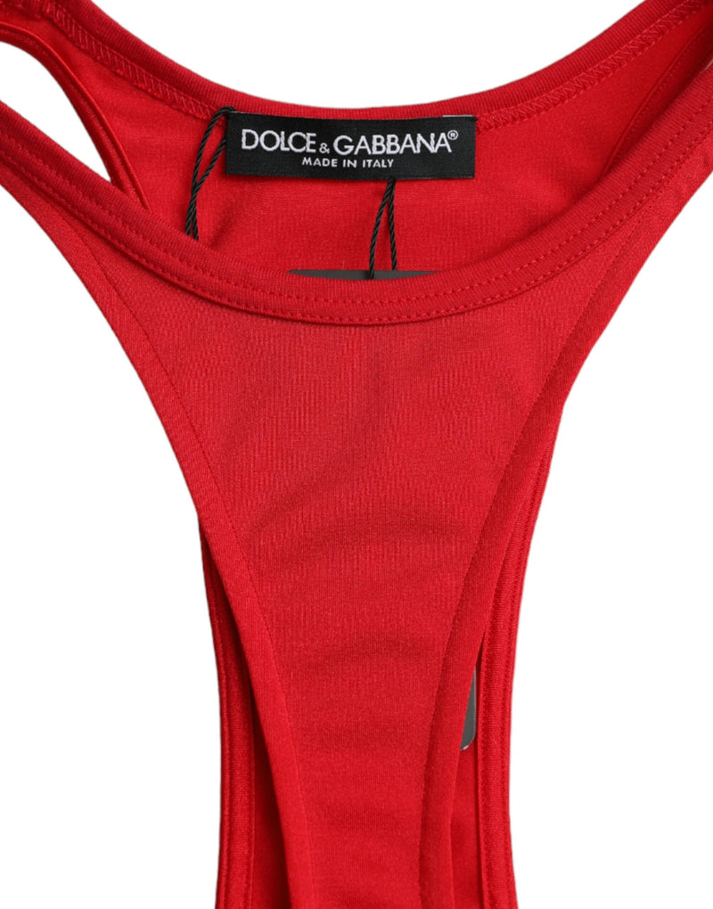 Dolce & Gabbana Red Nylon Stretch Bodycon Mini Dress
