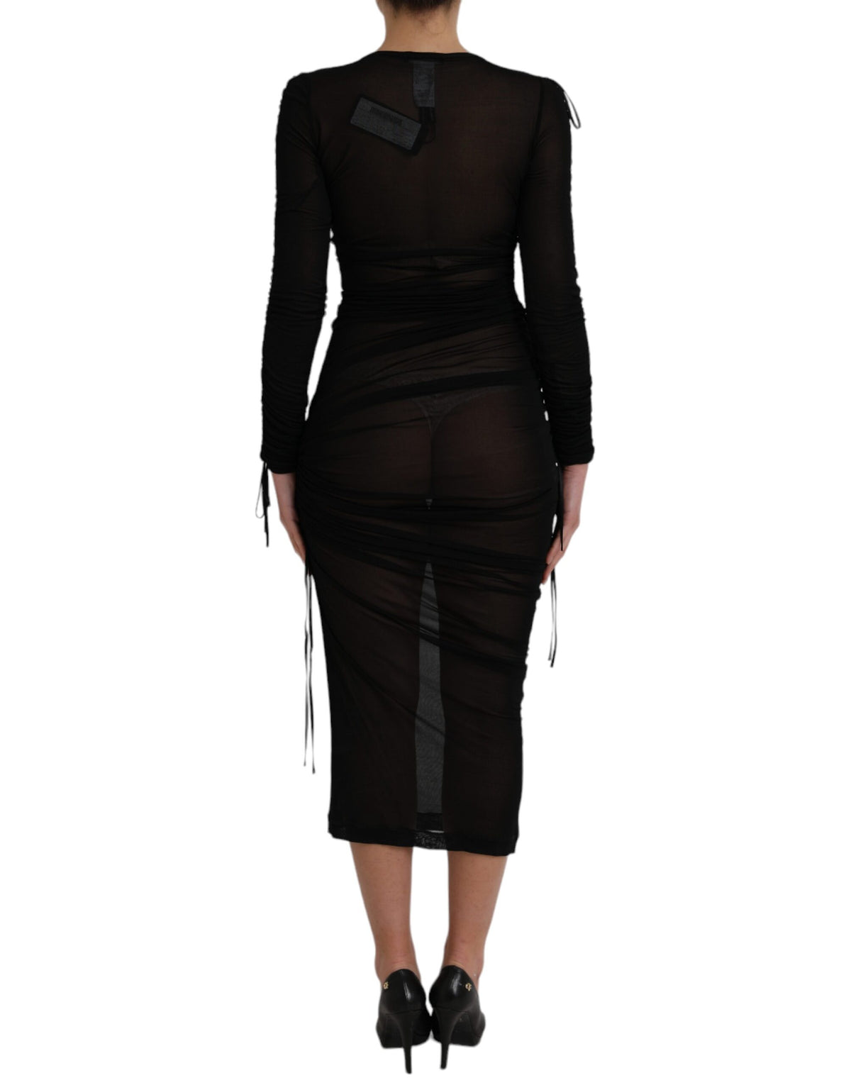 Dolce & Gabbana Robe Midi Bodycon Noire Transparente