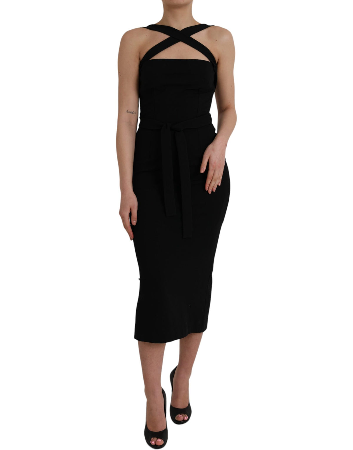 Robe Midi Sans Manches Dolce & Gabbana Noir