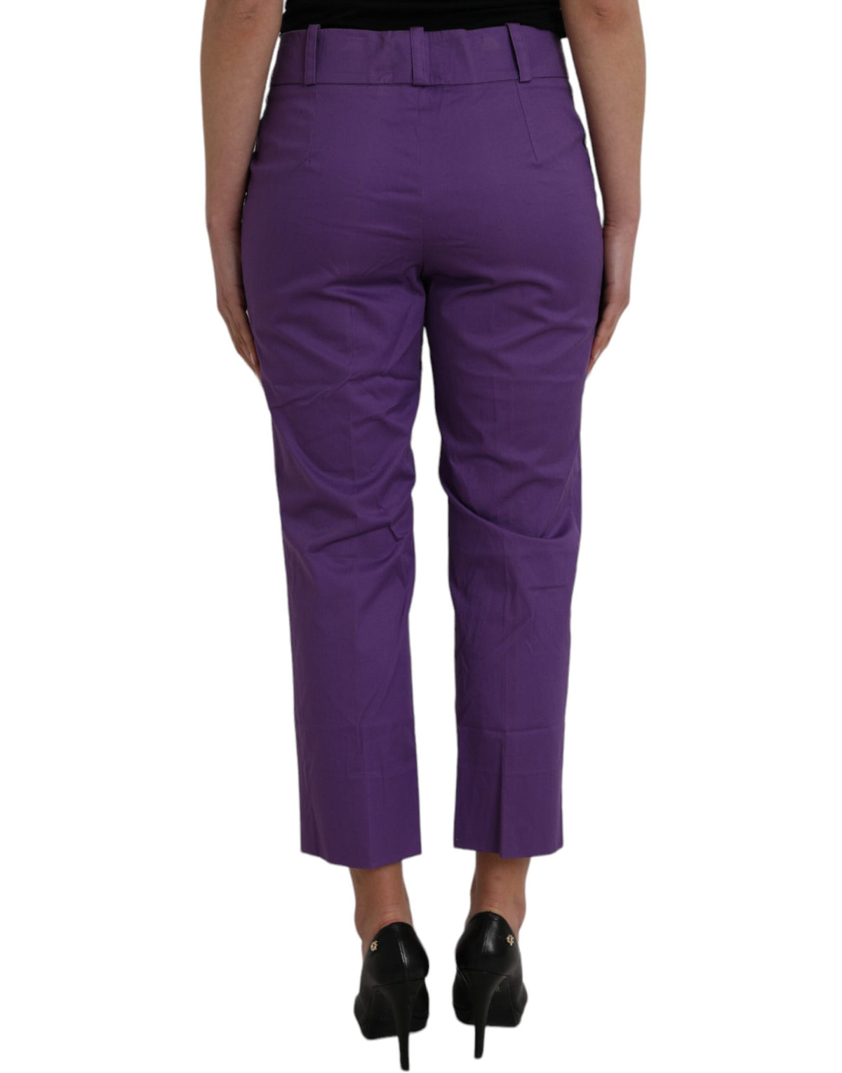 BENCIVENGA Purple Cotton Mid Waist Straight Cropped Pants