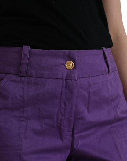 BENCIVENGA Pantalon Cropped droit taille mi-hauteur en coton violet