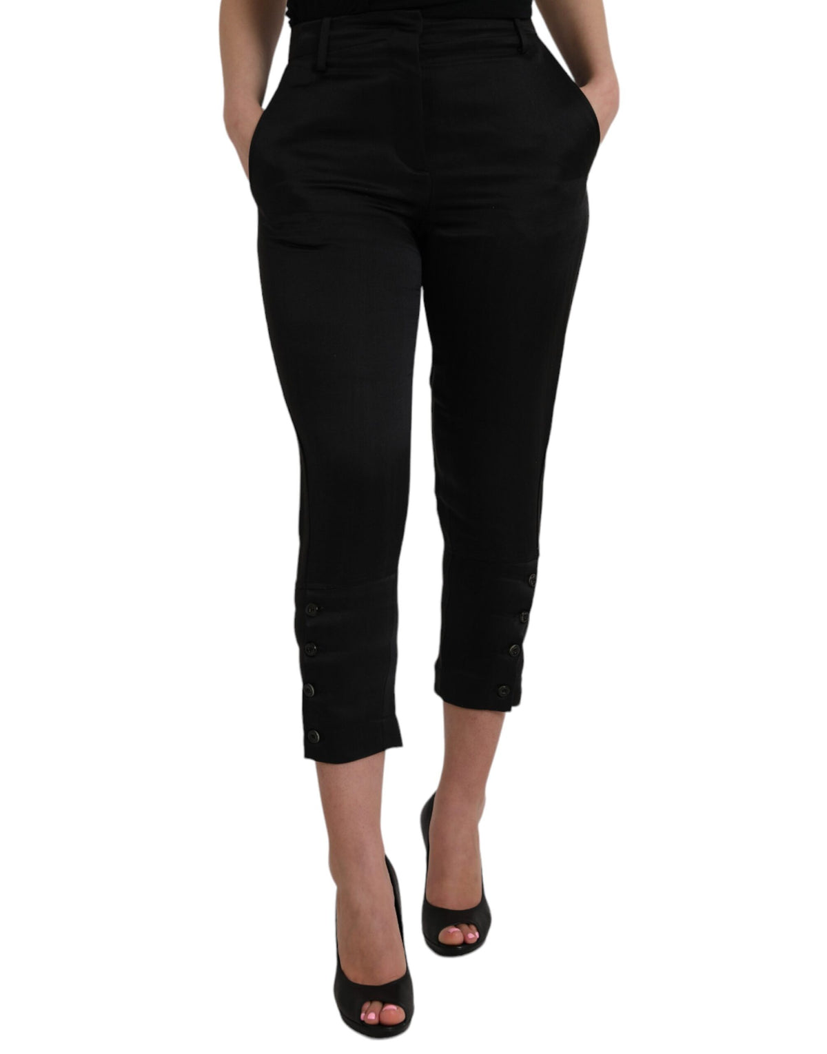 Ermanno Scervino Pantalons Capri Noirs Taille Haute