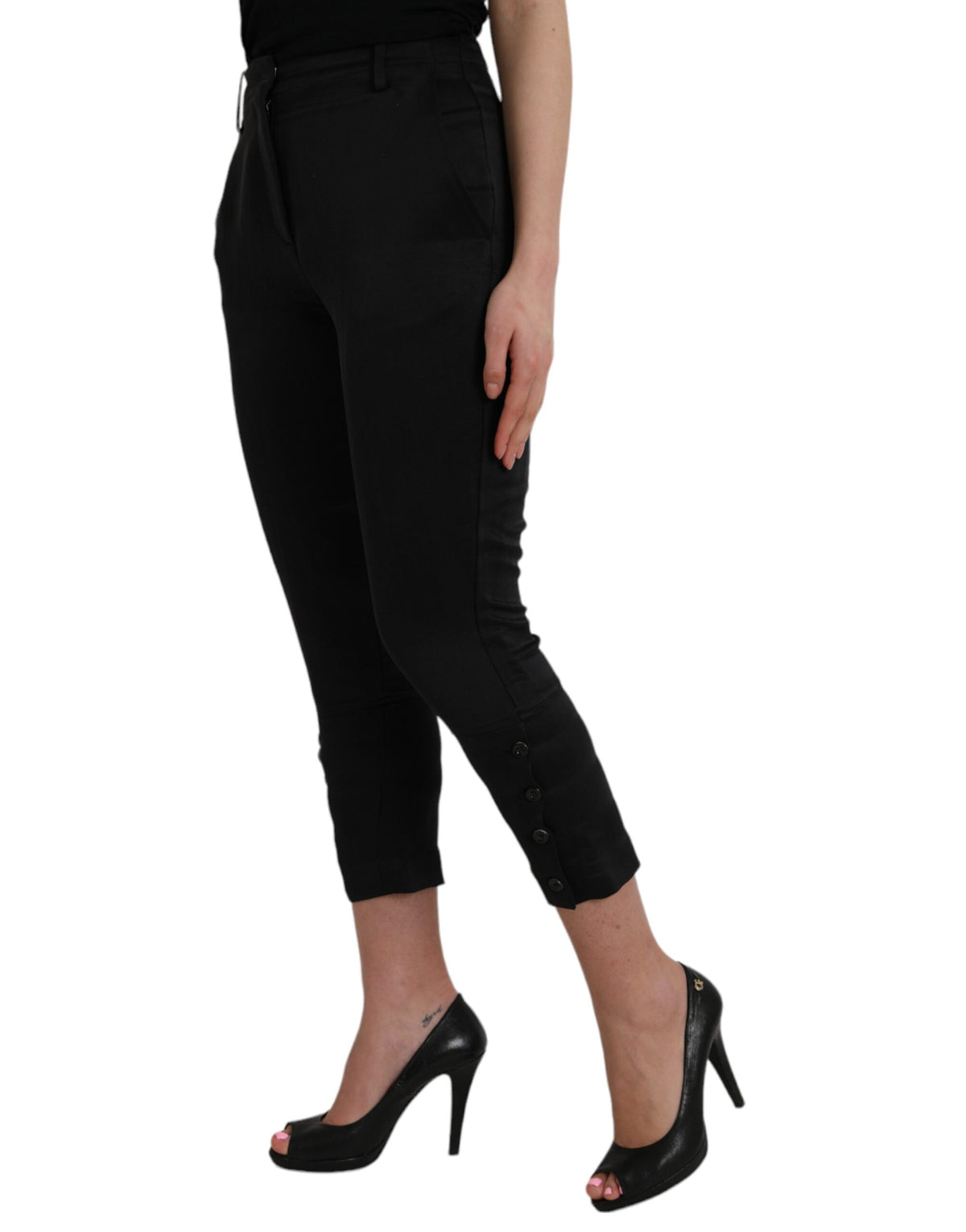 Ermanno Scervino Pantalons Capri Noirs Taille Haute