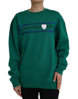 Philippe Model Pull Vert en Coton avec Imprimé Logo à Manches Longues