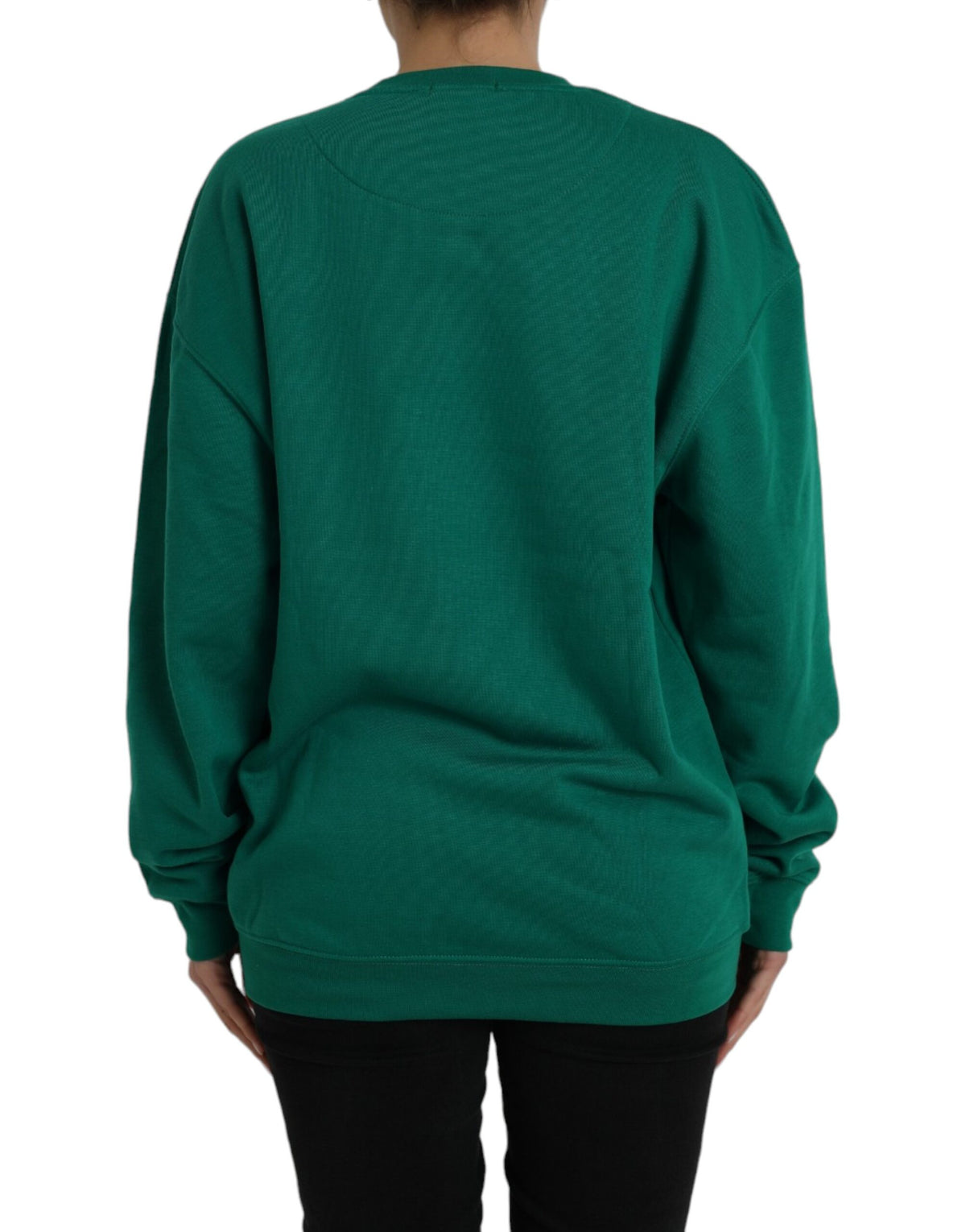 Philippe Model Pull Vert en Coton avec Imprimé Logo à Manches Longues