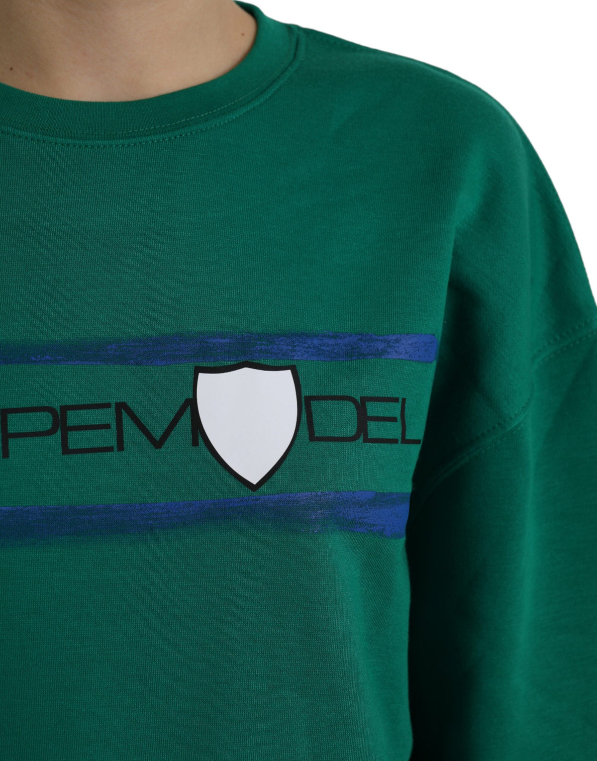 Philippe Model Pull Vert en Coton avec Imprimé Logo à Manches Longues