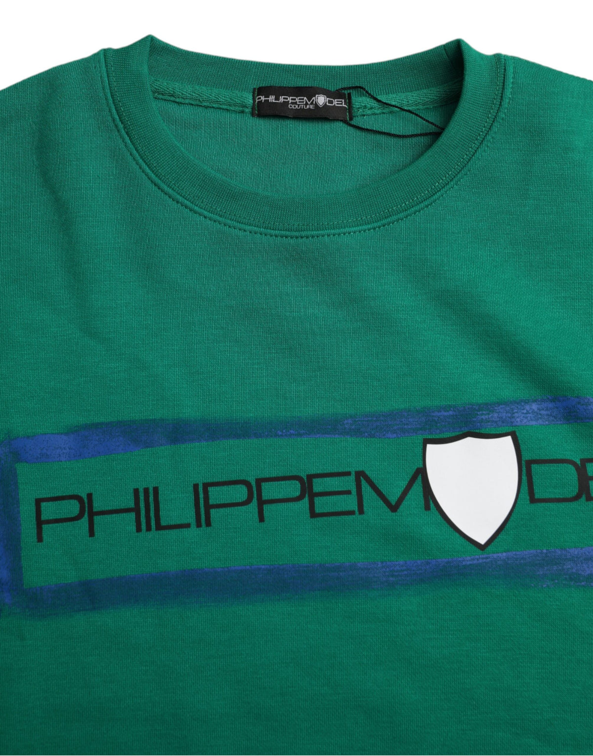Philippe Model Pull Vert en Coton avec Imprimé Logo à Manches Longues